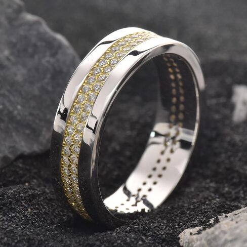 925 sterling Silver Wedding Rings for Men Round Cut 4 صفوف من الصف 5A الزورق المكعب زركونيا in Kuwait