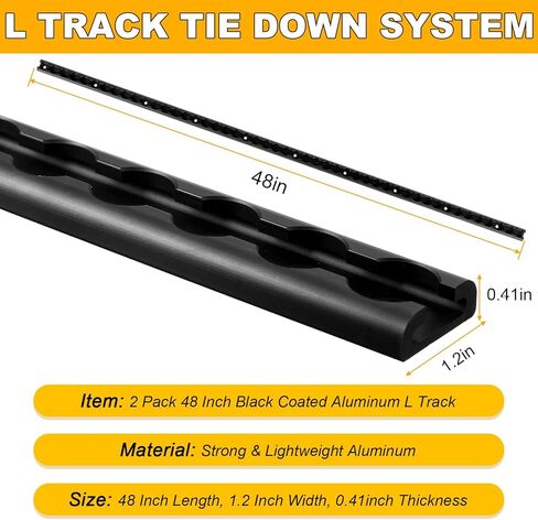 L Track Tie Down System, Includes 2 Pack 4ft Black Anodized Aluminum L-Track and 8 Pcs l Track Black Single Stud O-Ring Fittings, for Enclosed Trailer, Trucks, Trailer, Pickup in Saudi Arabia