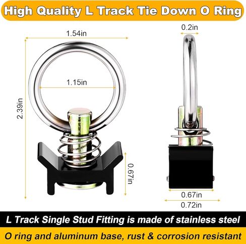 L Track Tie Down System, Includes 2 Pack 4ft Black Anodized Aluminum L-Track and 8 Pcs l Track Black Single Stud O-Ring Fittings, for Enclosed Trailer, Trucks, Trailer, Pickup in Saudi Arabia