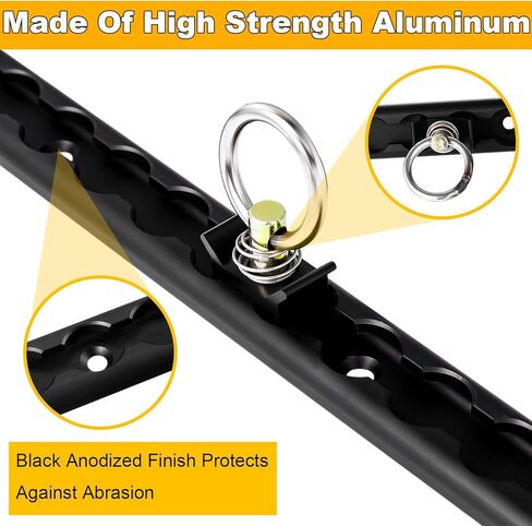 L Track Tie Down System, Includes 2 Pack 4ft Black Anodized Aluminum L-Track and 8 Pcs l Track Black Single Stud O-Ring Fittings, for Enclosed Trailer, Trucks, Trailer, Pickup in Saudi Arabia