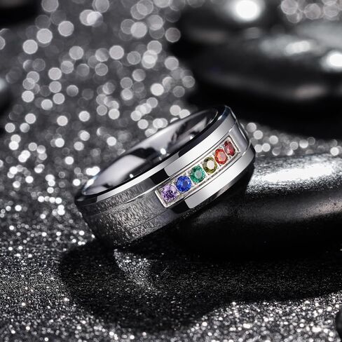 King Will Mens 8mm Men Tungsten Carbied Rings Cubic Zirconia Beads Bands Edernity Ring Cz. in Kuwait