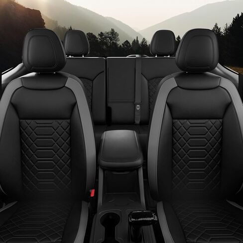 FREESOO Custom 1:1 Seat Covers for Chevy Colorado, Fit for 2014-2022 Colorado Crew Cab Z71 LT ZR2 Work Truck, Faux Leather Seat Covers Full Set - Rear Row W/40/60 Split Seat (BlackRed) 5 seat in Saudi Arabia