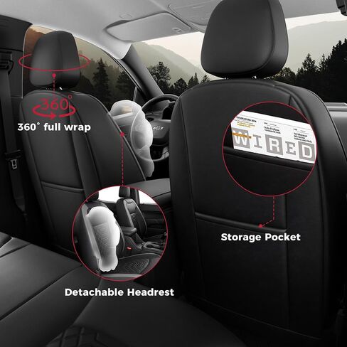 FREESOO Custom 1:1 Seat Covers for Chevy Colorado, Fit for 2014-2022 Colorado Crew Cab Z71 LT ZR2 Work Truck, Faux Leather Seat Covers Full Set - Rear Row W/40/60 Split Seat (BlackRed) 5 seat in Saudi Arabia
