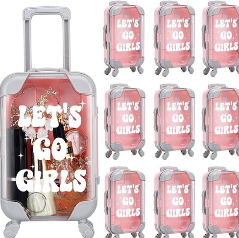 10 Pack Mini Suitcase Party Favor Gift Box Plastic Gift Box False Eyelashes Miniature Luggage for Travel Wedding Bachelorette Party Bridesmaid Bridal Shower Favors Decorations (Let's Go Girls) in Kuwait
