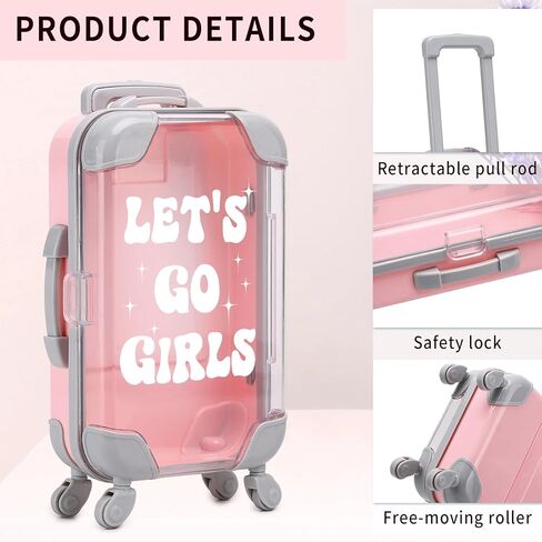 10 Pack Mini Suitcase Party Favor Gift Box Plastic Gift Box False Eyelashes Miniature Luggage for Travel Wedding Bachelorette Party Bridesmaid Bridal Shower Favors Decorations (Let's Go Girls) in Kuwait