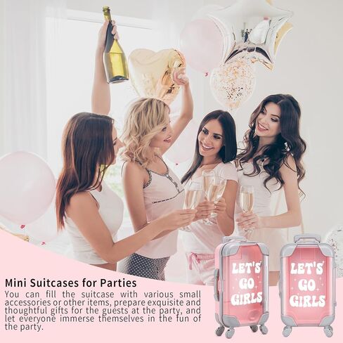 10 Pack Mini Suitcase Party Favor Gift Box Plastic Gift Box False Eyelashes Miniature Luggage for Travel Wedding Bachelorette Party Bridesmaid Bridal Shower Favors Decorations (Let's Go Girls) in Kuwait