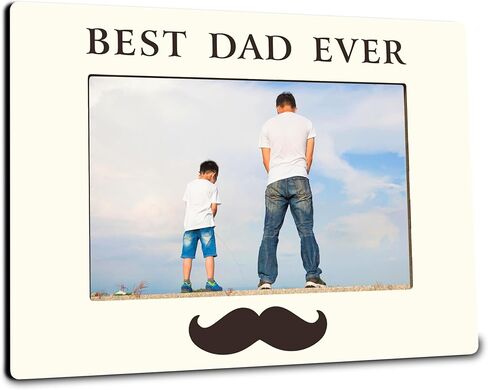 Best Dad World's Greastest Dad Wooden Picture Frame -Wooden Frame For 4"x 6" Vertical Picture, Gift For Dad, Rustic Photo Frame, Father's Day Gift And Decorations- B08 in Kuwait