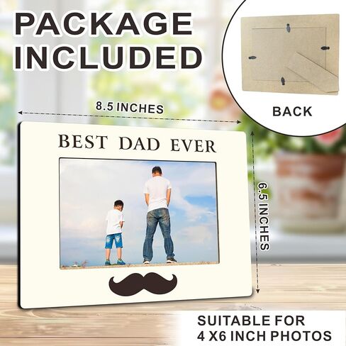 Best Dad World's Greastest Dad Wooden Picture Frame -Wooden Frame For 4"x 6" Vertical Picture, Gift For Dad, Rustic Photo Frame, Father's Day Gift And Decorations- B08 in Kuwait