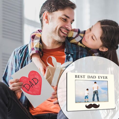 Best Dad World's Greastest Dad Wooden Picture Frame -Wooden Frame For 4"x 6" Vertical Picture, Gift For Dad, Rustic Photo Frame, Father's Day Gift And Decorations- B08 in Kuwait