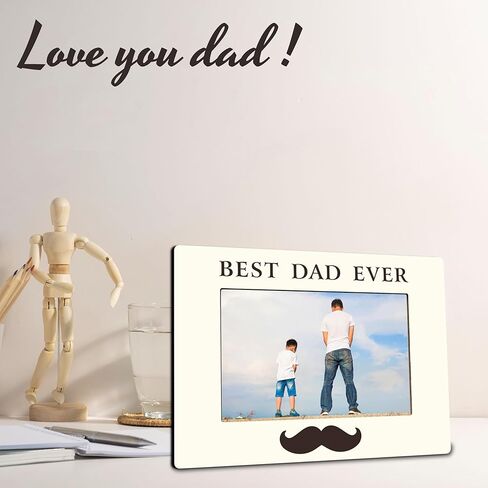 Best Dad World's Greastest Dad Wooden Picture Frame -Wooden Frame For 4"x 6" Vertical Picture, Gift For Dad, Rustic Photo Frame, Father's Day Gift And Decorations- B08 in Kuwait