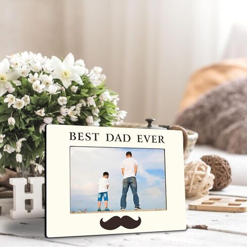 Best Dad World's Greastest Dad Wooden Picture Frame -Wooden Frame For 4"x 6" Vertical Picture, Gift For Dad, Rustic Photo Frame, Father's Day Gift And Decorations- B08 in Kuwait