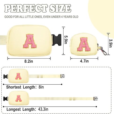 Fanny Pack for Girls Crossbody Bags with Initial Letter Patch Cute Stuff for Women Teens Birthday Gifts for 4 5 6 7 8 9 10 11 12 13 Year Old Girls (A, Cream) in Saudi Arabia