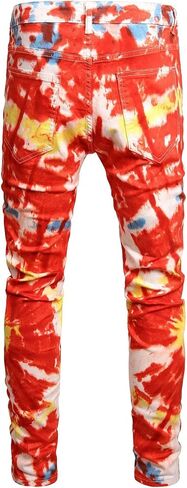 Men's Slim Fit Printed Stretch Jeans Skinny Casual Comfy Denim Pants Lightweight Stylish Hip Hop Jean Trousers in Saudi Arabia