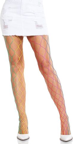 Leg Avenue Women’s Fence Net Rainbow Fishnet Tights for Women, Multicolor, One Size in Saudi Arabia