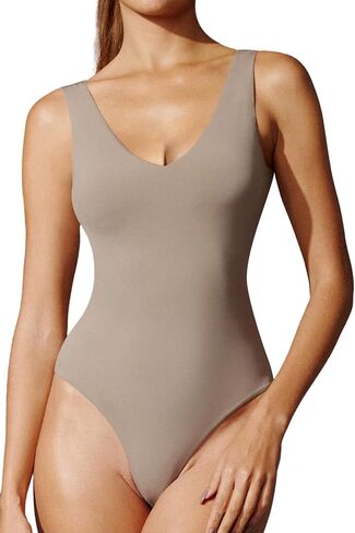 IUGA Bodysuits for Women Tummy Control V Neck Backless Bodysuit Tops Sleeveless Tank Top Body Suits for Women in Saudi Arabia