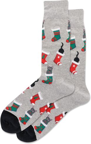 جوارب Cabin Fair Isle Boot Crew للرجال من Hot Sox، عبوة زوج واحد، Cabin Fair Isle (رمادي)، مقاس الحذاء الرجالي: 6.5-12 in Kuwait