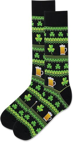 جوارب Cabin Fair Isle Boot Crew للرجال من Hot Sox، عبوة زوج واحد، Cabin Fair Isle (رمادي)، مقاس الحذاء الرجالي: 6.5-12 in Kuwait