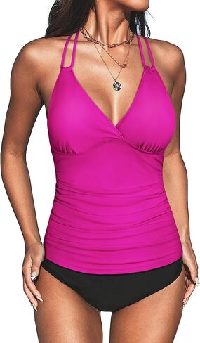 Firpearl Women للنساء underwire Tankini Top فقط v الرقبة الظهر الظهر الظهر in Kuwait