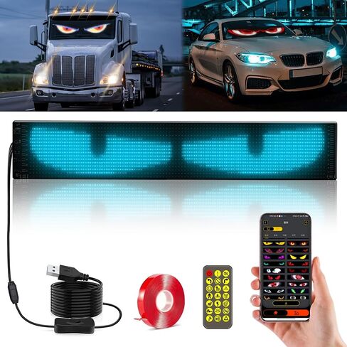 52in*7.5in Devil Eyes Light for Cars, Programmable Devil Eyes Light for Windshield, Flexible LED Eyes for Car, Led Eyes for Car Windshield for Windows of Cars and Small to Medium-Sized Trucks in Kuwait