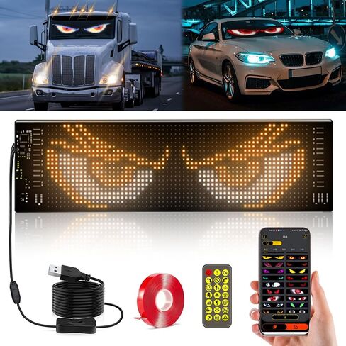 52in*7.5in Devil Eyes Light for Cars, Programmable Devil Eyes Light for Windshield, Flexible LED Eyes for Car, Led Eyes for Car Windshield for Windows of Cars and Small to Medium-Sized Trucks in Kuwait