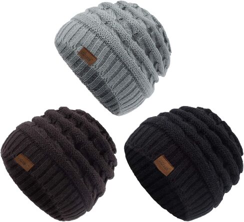 Vigrace Kids Winter Knit Hat Warm Fleece Cloy Hats Kids Cable Baby Beanie Skull Cap for Girls Boys in Saudi Arabia