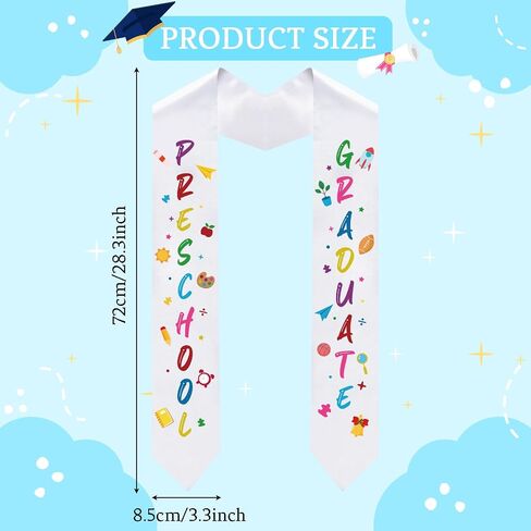 Fumwase Unisex Kindergarten Preschool Graduation Stole Class with Colorful Word 2025 Printed Graduation Sash in Saudi Arabia