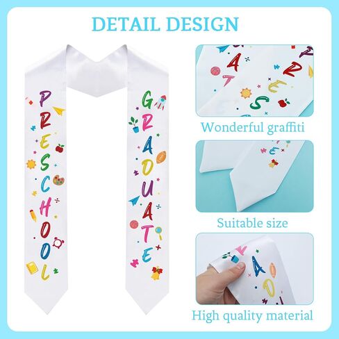 Fumwase Unisex Kindergarten Preschool Graduation Stole Class with Colorful Word 2025 Printed Graduation Sash in Saudi Arabia