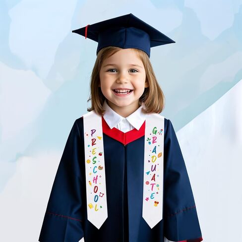 Fumwase Unisex Kindergarten Preschool Graduation Stole Class with Colorful Word 2025 Printed Graduation Sash in Saudi Arabia