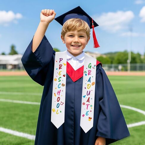 Fumwase Unisex Kindergarten Preschool Graduation Stole Class with Colorful Word 2025 Printed Graduation Sash in Saudi Arabia
