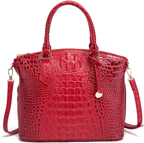 Women Crocodile Pattern Tote Purse Satchel PU Leather Retro Top Handle Handbag Shoulder Bags in Saudi Arabia