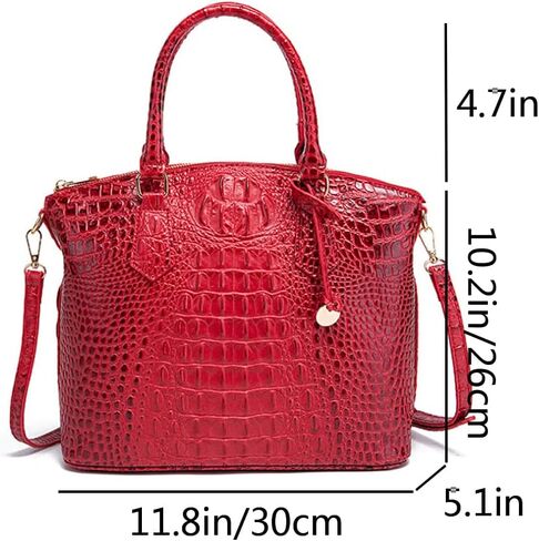 Women Crocodile Pattern Tote Purse Satchel PU Leather Retro Top Handle Handbag Shoulder Bags in Saudi Arabia