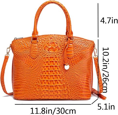Women Crocodile Pattern Tote Purse Satchel PU Leather Retro Top Handle Handbag Shoulder Bags in Saudi Arabia