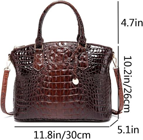 Women Crocodile Pattern Tote Purse Satchel PU Leather Retro Top Handle Handbag Shoulder Bags in Saudi Arabia