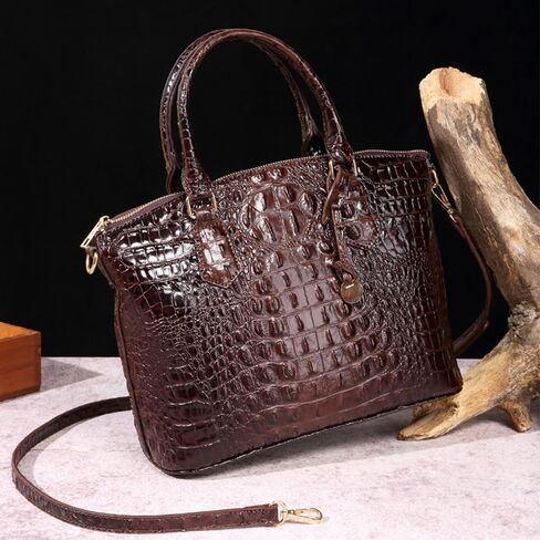 Women Crocodile Pattern Tote Purse Satchel PU Leather Retro Top Handle Handbag Shoulder Bags in Saudi Arabia