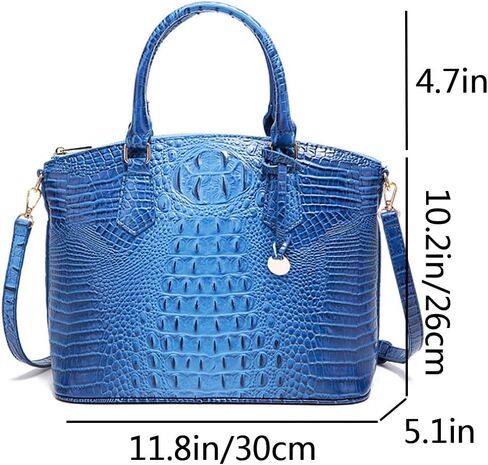 Women Crocodile Pattern Tote Purse Satchel PU Leather Retro Top Handle Handbag Shoulder Bags in Saudi Arabia