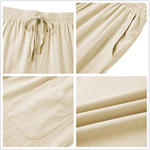 Karlywindow Mens Linen Pants Casual Loose Lightweight Drawstring Elastic Waist Summer Yoga Beach Trousers in Saudi Arabia