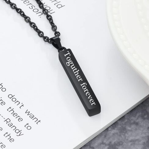 ROSI AUDIO PRO Personalized Stainless Steel Necklace Custom Name Bar Necklaces for Men Women Engraved Initial Name Vertical Bar Necklace for Dad in Kuwait