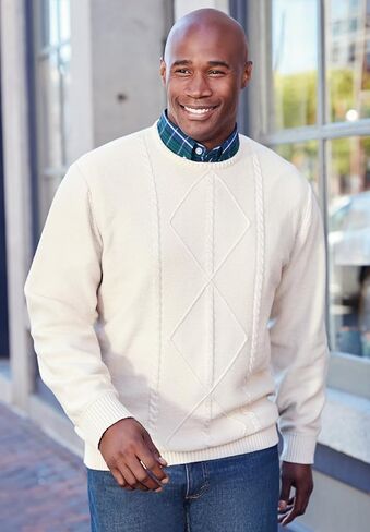 Liberty Blues Men's Big & Tall ™ Crewneck Cable Knit Sweater in Saudi Arabia