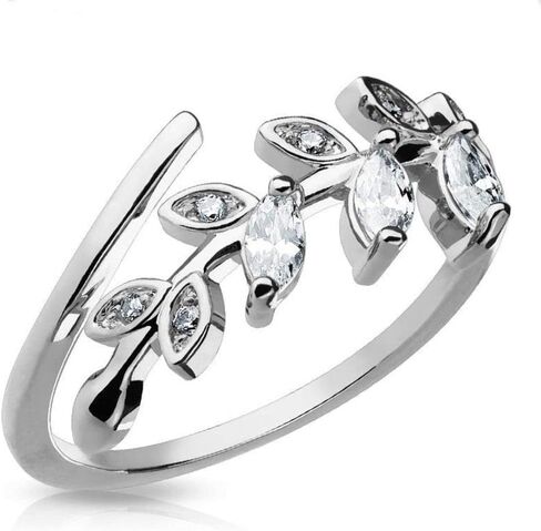 Lobal Domination Marquise Cut CZ Gem Leaf Leaves Vine Adjustable Mid Ring/Toe Ring - Choose Your Color in Saudi Arabia