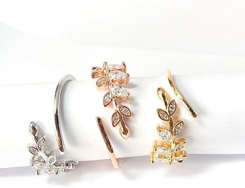Lobal Domination Marquise Cut CZ Gem Leaf Leaves Vine Adjustable Mid Ring/Toe Ring - Choose Your Color in Saudi Arabia