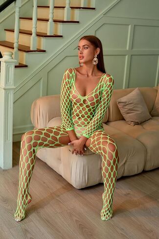 Women's Cut Out Fishnet Bodysuit Women's Lingerie Mesh Bodystocking Underwear Nightwear Jumpsuit Romper for Women in Saudi Arabia