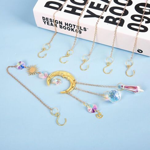 ملون من أشعة الشمس الكريستال ، stylifeo 8pcs prism sun casher مع سلسلة وخطاف للنوافذ معلقة ديكور قوس قزح قلادة زخرفة in Kuwait