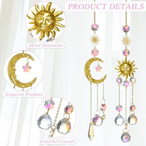 ملون من أشعة الشمس الكريستال ، stylifeo 8pcs prism sun casher مع سلسلة وخطاف للنوافذ معلقة ديكور قوس قزح قلادة زخرفة in Kuwait