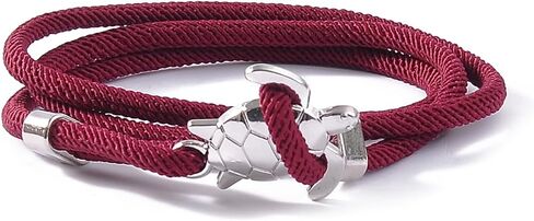 Sea Turtle Wrap Bracelet Silver Color- Unique Design, Adjustable Nylon, 21" Length in Kuwait