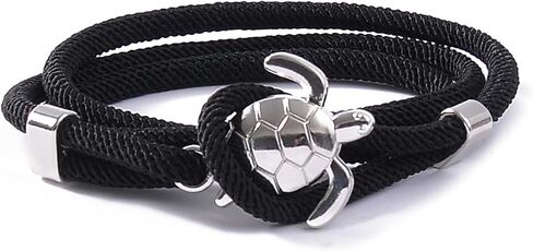 Sea Turtle Wrap Bracelet Silver Color- Unique Design, Adjustable Nylon, 21" Length in Kuwait