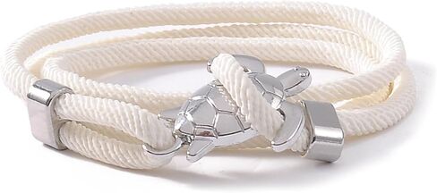 Sea Turtle Wrap Bracelet Silver Color- Unique Design, Adjustable Nylon, 21" Length in Kuwait