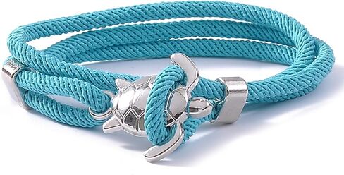 Sea Turtle Wrap Bracelet Silver Color- Unique Design, Adjustable Nylon, 21" Length in Kuwait