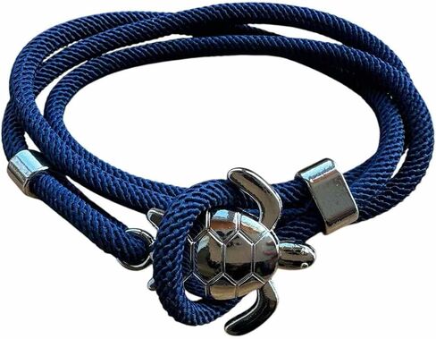 Sea Turtle Wrap Bracelet Silver Color- Unique Design, Adjustable Nylon, 21" Length in Kuwait