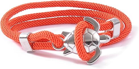Sea Turtle Wrap Bracelet Silver Color- Unique Design, Adjustable Nylon, 21" Length in Kuwait