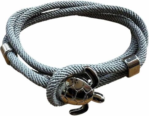 Sea Turtle Wrap Bracelet Silver Color- Unique Design, Adjustable Nylon, 21" Length in Kuwait
